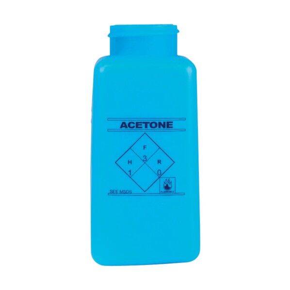 静電気拡散性ボトル ボトルのみ 青 HDPE 240cc 「ACETONE」の印刷