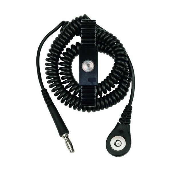 リストストラップ、JEWEL、マグネット嵌合 金属長さ調整機能付き、黒、1.83m 09188 1点