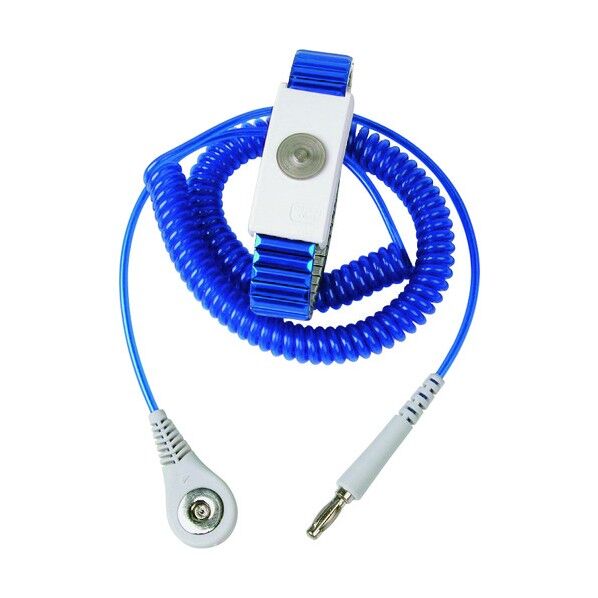 リストストラップ、JEWEL、金属長さ調整機能付き マグネット嵌合、青、コード長さ 1.83m 09198 1点