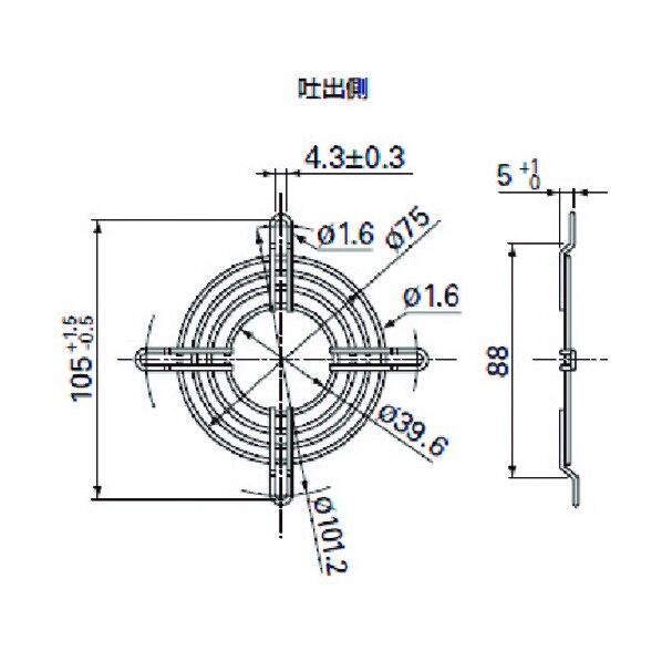 フィンガーガード (□80用 吐出側) 109-049C 1点