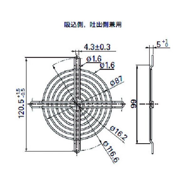 フィンガーガード (□92用、φ100用 吸込側、吐出側兼用) 109-099H 1点