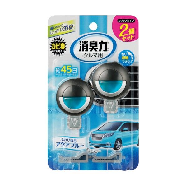 クルマの消臭力 クリップタイプ アクアブルー 2個