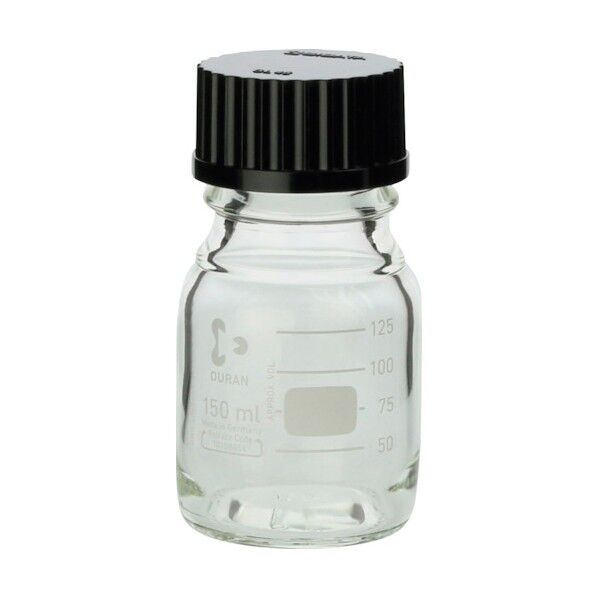 ねじ口びん(メジュームびん) 黒キャップ付 150mL 017200-1502A 10個