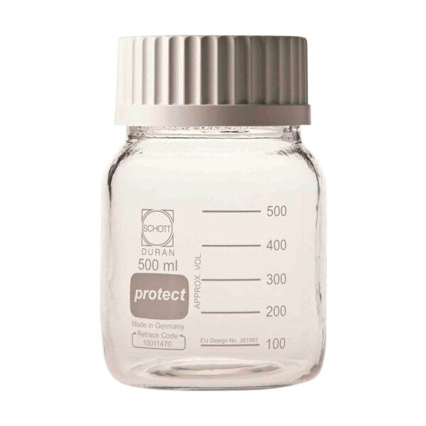 ねじ口びん広口セーフティコート 白キャップ付500mL 017250-4500A 10個