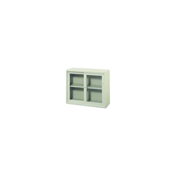 ※法人専用品※プラス 18405)KR 引違い書庫(ガラス戸) SG-302FR LGY 1点