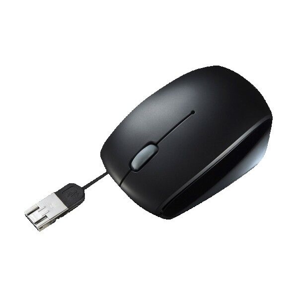 microUSB変換コネクタ搭載ケーブル巻き取りマウス MA-BLMA10BK 1点