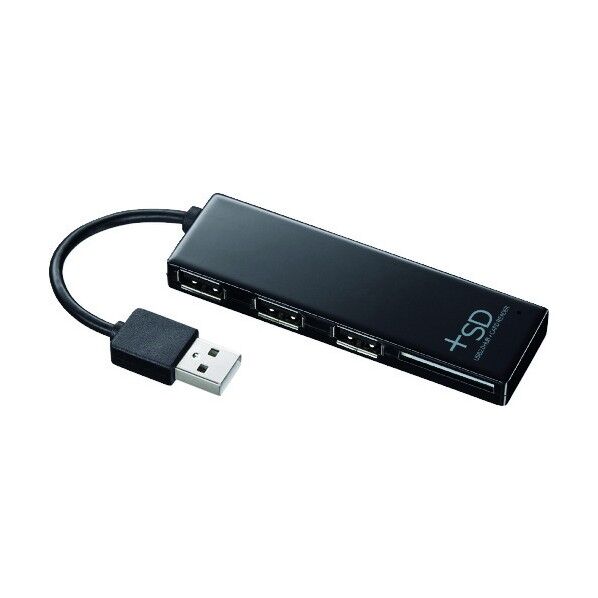 SDカードリーダー付きUSB2.0ハブ(ブラック) USB-HCS307BK 1点
