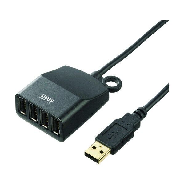 延長用4ポートUSB2.0ハブ(ブラックケーブル長0.6m) USB-HEX406BK 1点