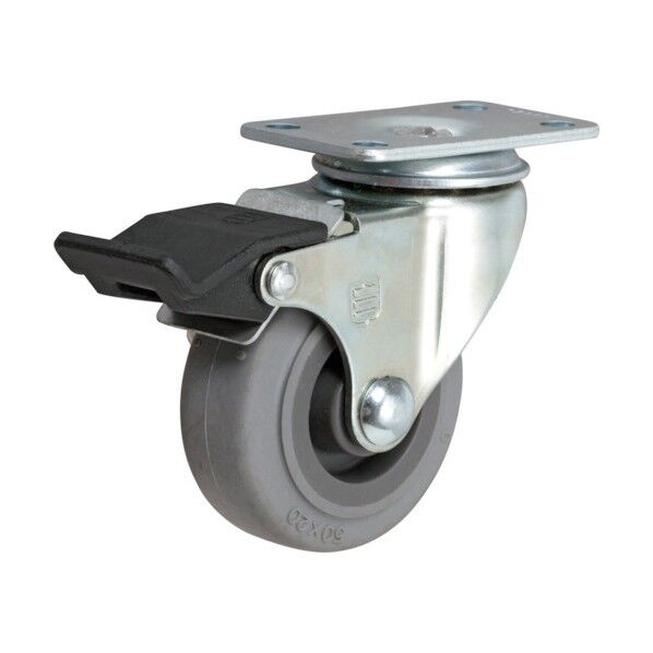 プレート式軽荷重用キャスター 自在ストッパー付き 50mm TP3020-01-PLY-FLB 1点