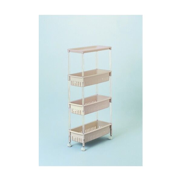 ルーチェワゴン4段 スリム すき間収納 ベージュ 22×47×95cm TSW-31 1個