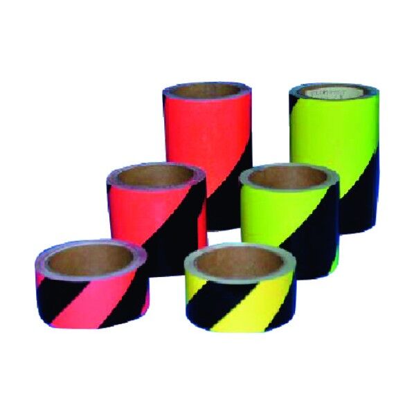 蛍光反射トラテープ 90mm幅×10m ライムイエロー・黒 TP-66LY 1点