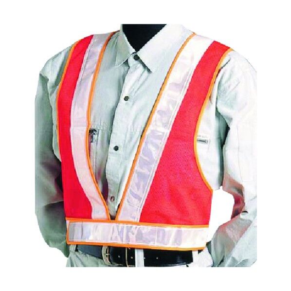 安全チョッキ 白 高輝度反射 オレンジメッシュ TY-10 1点