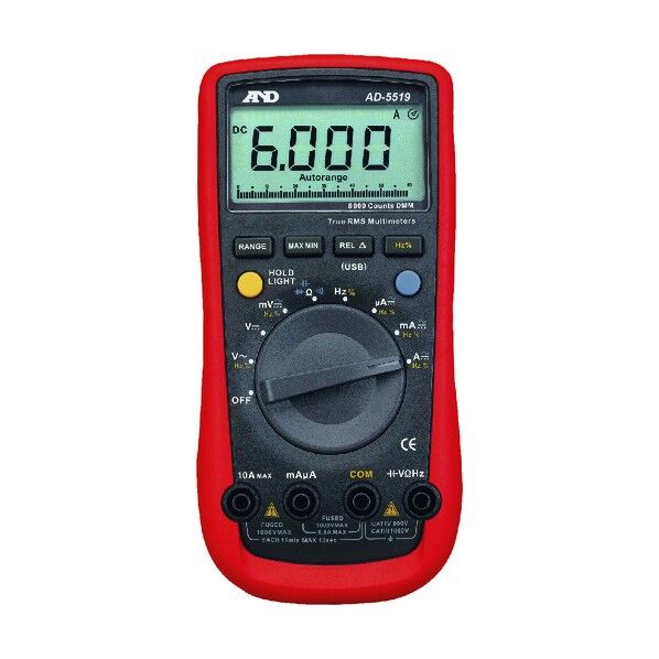 エー・アンド・デイ 6000カウントデジタルマルチメーター D5519 一般(ISO)校正付(検査成績書+トレサビリティ体系図) AD5519-00A00 1点