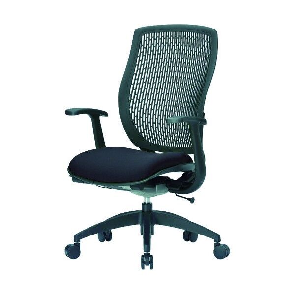 事務用回転イス(ハイバック肘付き) 座面ブラック 背面ブラック MA-1535(FG3)BK-BK 1点