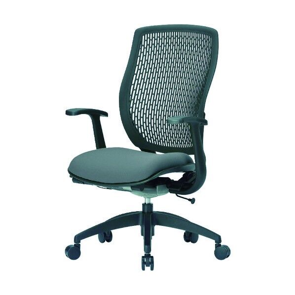 事務用回転イス(ハイバック肘付き) 座面グレー 背面ブラック MA-1535(FG3)GR-BK 1点