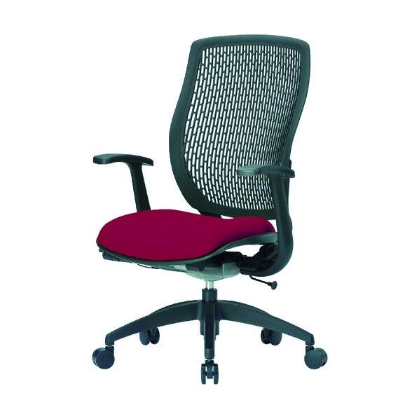 事務用回転イス(ハイバック肘付き) 座面ワイン 背面ブラック MA-1535(FG3)WIN-BK 1点