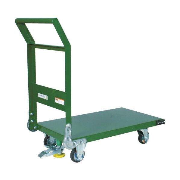 鋼鉄製運搬車(導電性・ストッパー付)1400X750mmグリーン