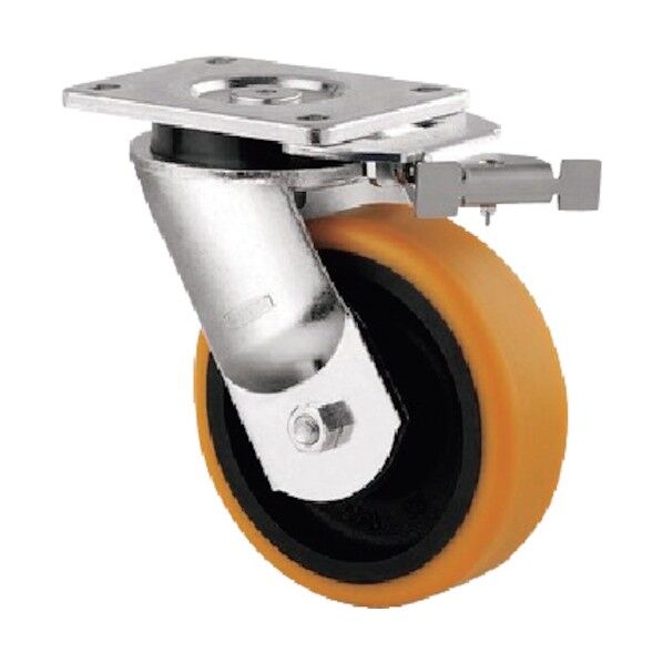 超重荷重用キャスターKAPPA(ポリウレタン車) φ200 自在式(方向ロック付) 9651FTP200P64 1点