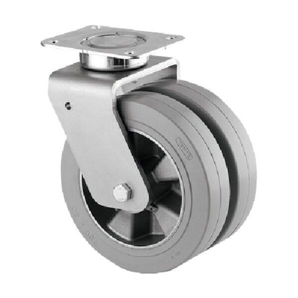 重荷重用高性能双輪キャスターDELTA TWIN(ゴム車・タイヤ痕レスタイプ・メンテナンスフリー) φ200 自在式 9940IFP200P63 1点