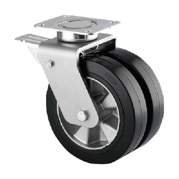 重荷重用高性能双輪キャスターDELTA TWIN(ゴム車・メンテナンスフリー) φ200 自在式 9942IEP200P63 1点