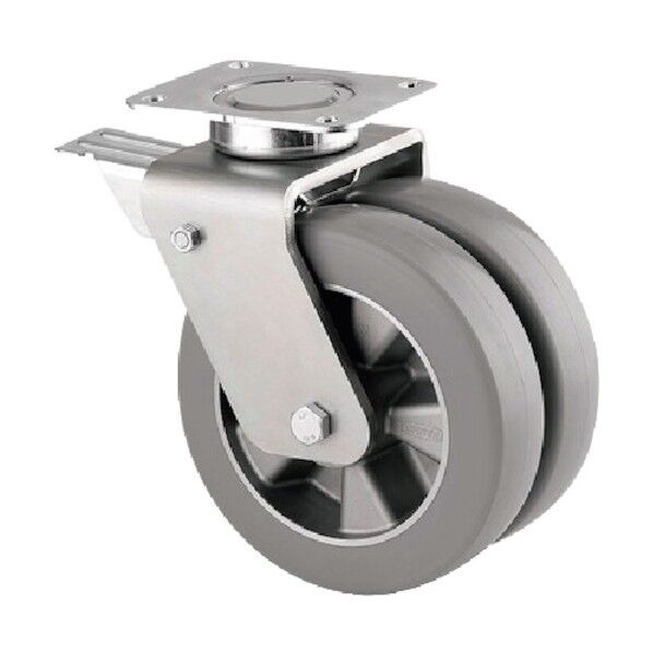 重荷重用高性能双輪キャスターDELTA TWIN(ウレタン車・メンテナンスフリー) φ160 自在式(トータルロック付) 9942ITP160P63 SH80 CONVEX 1点