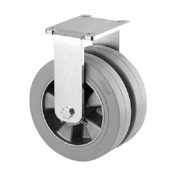 重荷重用高性能双輪キャスターDELTA TWIN(ゴム車・タイヤ痕レスタイプ・メンテナンスフリー) φ160 固定式 9948IFP160P63 1点