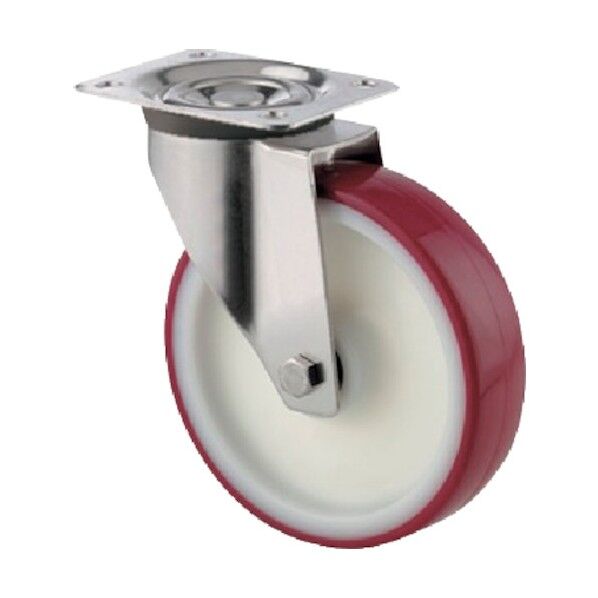 プレート式キャスターZETA(ポリウレタン車・ステンレス金具) φ160 自在式 8670UAD160P63 1点