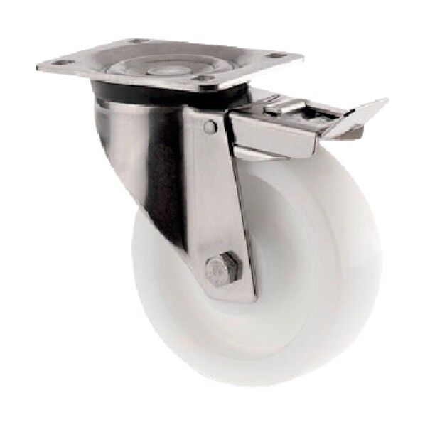 プレート式キャスターZETA(ナイロン車・ステンレス金具) φ160 自在式(トータルロック付) 8677TOO160P63 1点