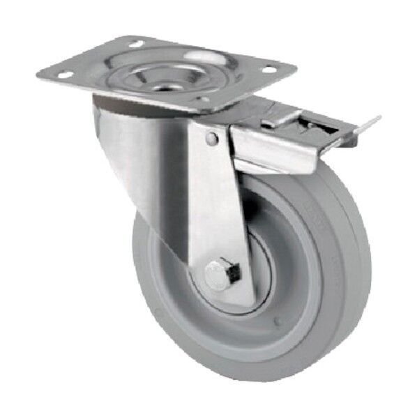 プレート式キャスターZETA(タイヤ痕レスタイプ・ステンレス金具) φ200 自在式(トータルロック付) 8677UFX200P63 1点