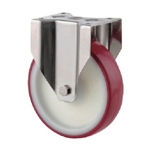 プレート式キャスターZETA(ポリウレタン車・ステンレス金具) φ200 固定式 8678UAD200P63 1点