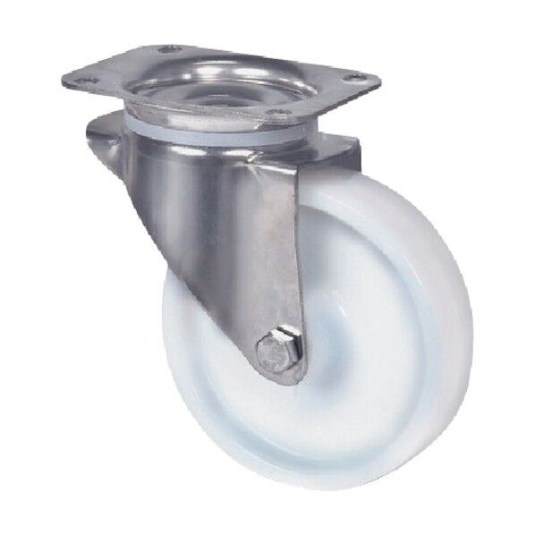 プレート式キャスターALPHA(ナイロン車・ステンレス金具) φ200 自在式 8470UOO200P63 1点