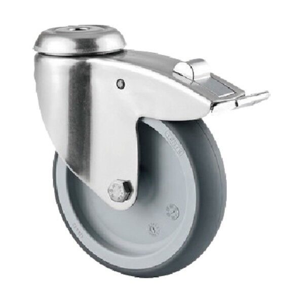 ボルト穴式キャスターAGILA(エラストマー車・ステンレス金具) φ125 自在式(トータルロック付) 7477PJO125P30-13 1点