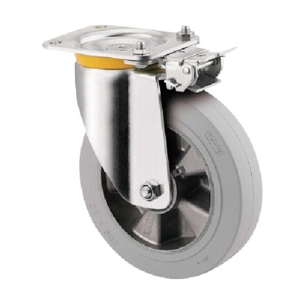 重荷重用キャスターZETA(ゴム車・タイヤ痕レスタイプ) φ200 自在式(方向ロック付) 4681IFP200P63 1点