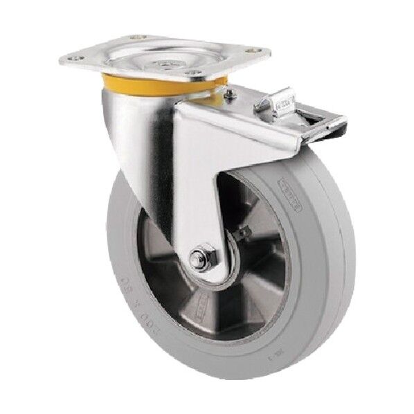 重荷重用キャスターZETA(ゴム車・タイヤ痕レスタイプ) φ160 自在式(トータルロック付) 4687IFP160P63 1点