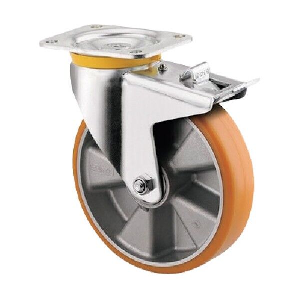 重荷重用キャスターZETA(ウレタン車) φ200 自在式(トータルロック付) 4687ITP200P63 CONVEX 1点