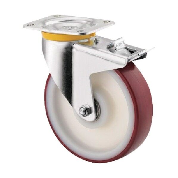 重荷重用キャスターZETA(ポリウレタン車) φ200 自在式(トータルロック付) 4687UAP200P63 1点