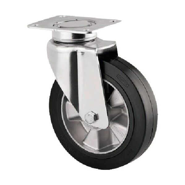 重荷重用高性能旋回キャスターDELTA(ゴム車・メンテナンスフリー) φ160 自在式 3640IEP160P63 1点