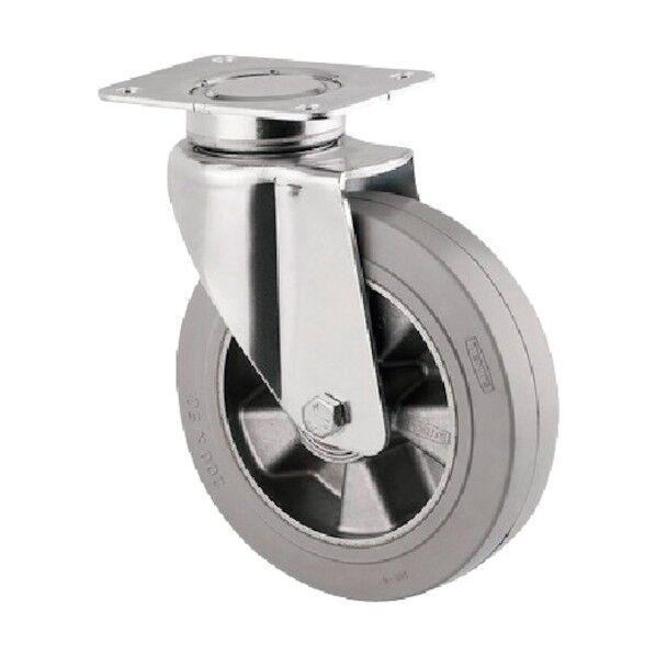 重荷重用高性能旋回キャスターDELTA(ゴム車・タイヤ痕レスタイプ・メンテナンスフリー) φ200 自在式 3640IFP200P63 1点