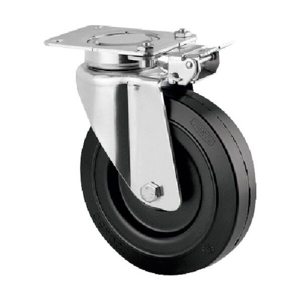 重荷重用高性能旋回キャスターDELTA ゴム車 メンテナンスフリー φ200 自在式(方向ロック付) 3641SEP200P63 1点