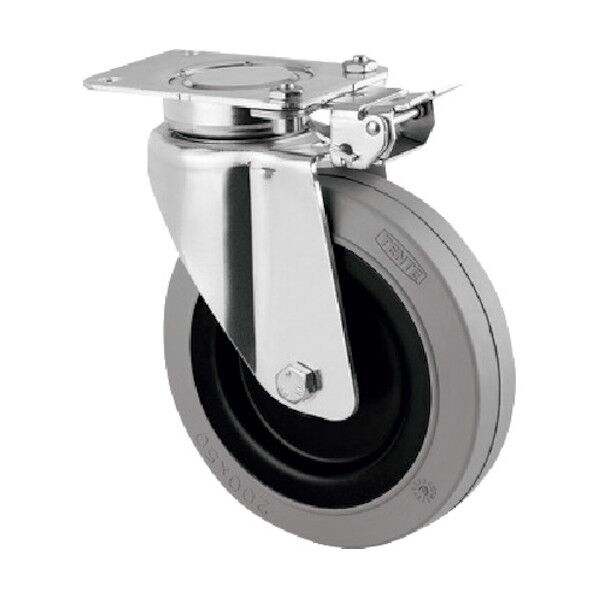 重荷重用高性能旋回キャスターDELTA(ゴム車・牽引用・メンテナンスフリー) φ200 自在式(方向ロック付) 3641SFP200P63 1点