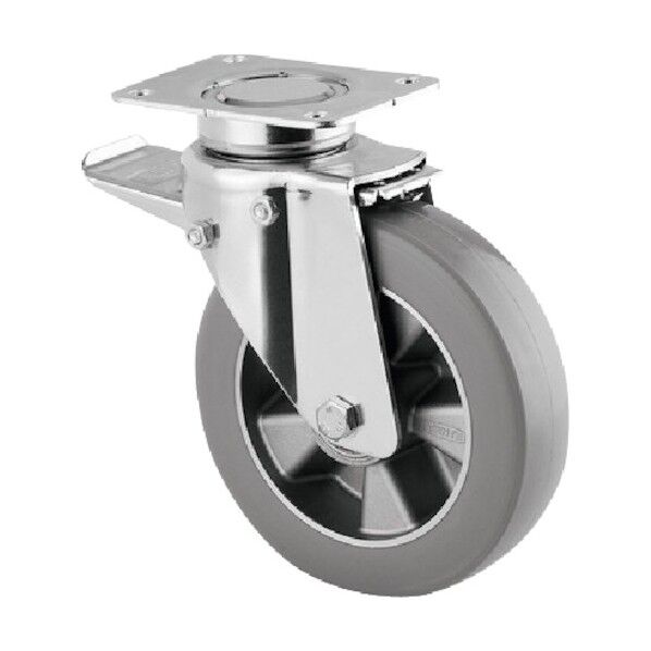 重荷重用高性能旋回キャスターDELTA(ウレタン車・メンテナンスフリー) φ160 自在式(トータルロック付) 3642ITP160P63 SH80 CONVEX 1点