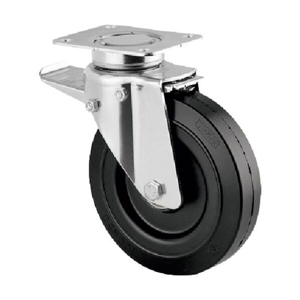 重荷重用高性能旋回キャスターDELTA ゴム車 メンテナンスフリー φ200 自在式(トータルロック付) 3642SEP200P63 1点