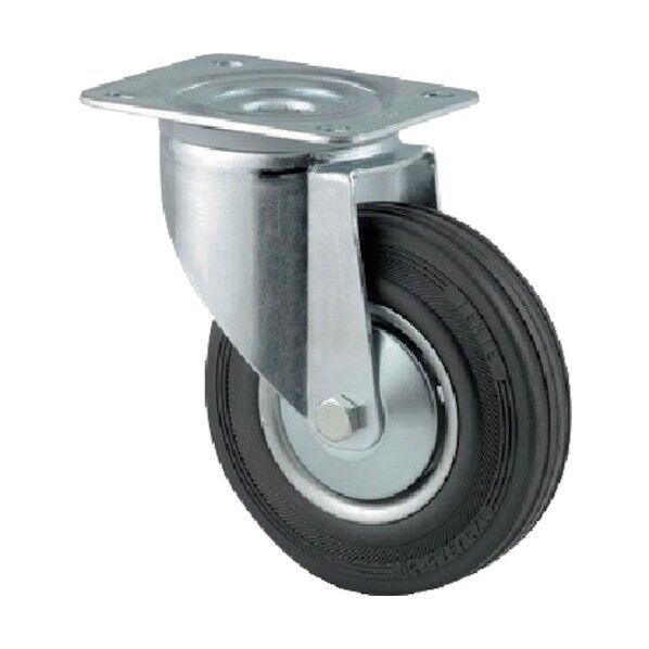 プレート式キャスターALPHA(ゴム車) φ160 自在式 3470DVJ160P63 1点