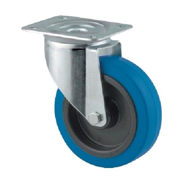 プレート式キャスターALPHA(タイヤ痕レスタイプ) φ125 自在式 3470UFR125P62 SKY BLUE 1点
