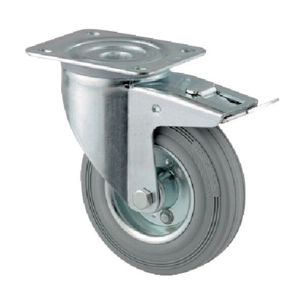 プレート式キャスターALPHA(タイヤ痕レスタイプ) φ160 自在式(トータルロック付) 3477DIR160P63 1点