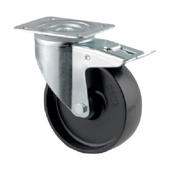 プレート式キャスターALPHA(ナイロン車) φ125 自在式(トータルロック付) 3477POR125P62 1点