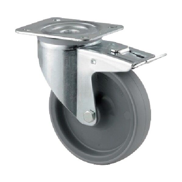 プレート式キャスターALPHA(ポリウレタン車) φ125 自在式(トータルロック付) 3477UAR125P62 1点