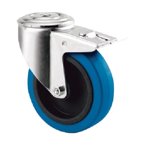 ボルト穴式キャスターALPHA(タイヤ痕レスタイプ) φ125 自在式(トータルロック付) 3477UFR125P30-13 SKY BLUE 1点