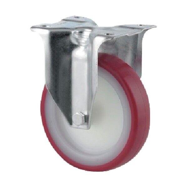 プレート式キャスターALPHA(ポリウレタン車) φ100 固定式 3478UAR100P62 RED 1点