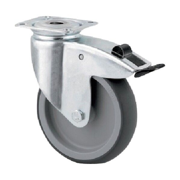 プレート式キャスターAGILA(エラストマー車) φ125 自在式(方向ロック付) 2471PJO125P50 1点
